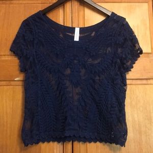 Navy Lace Top